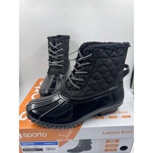 Sporto “Andie” Women’s Insulated Waterproof & Repellent Duck Boot (Black)7 - NEW